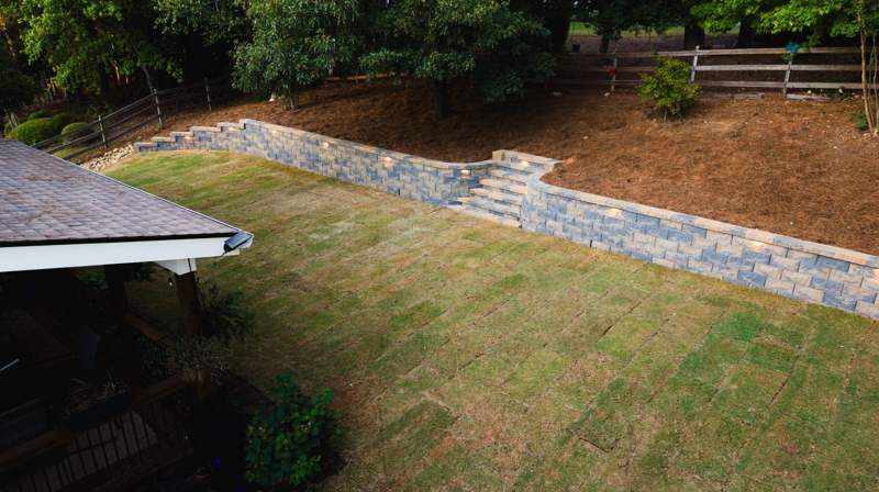 finished retaining wall and walkway in Forsyth County GA
